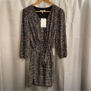 DR2 Daniel Rainn Floral Elastic Waist Metallic Thread Mini Dress